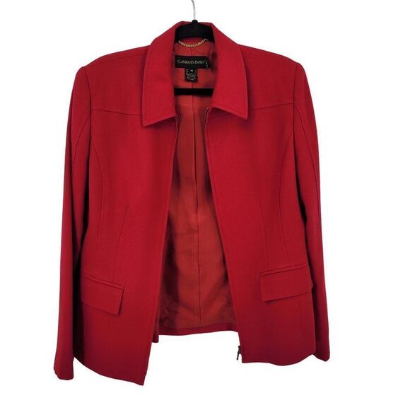 Vintage Classiques Entier Wool Blazer Jacket M Red Zip Up Designer Sanyo Japan - Picture 12 of 12
